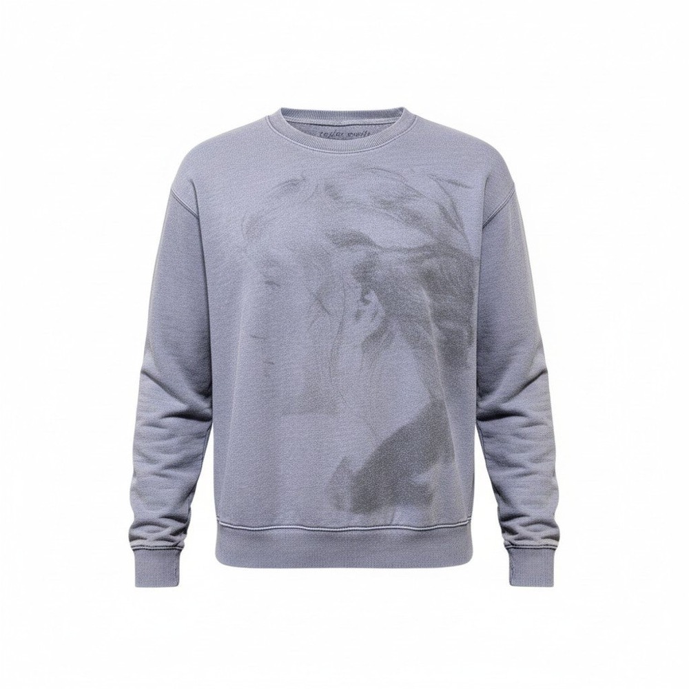 Taylor Swift Folklore Album Cover Sweatshirt M Blue Cotton Blend Graphic Crew